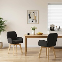 vidaXL Svängande Matstolar 2 pcs Bouclé Svart 54 x 58 x 87 cm