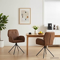 vidaXL Svängande Matstolar 2 pcs Faux Mockaläder Brun 54 x 55 x 86 cm