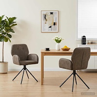 vidaXL Svängande Matstolar 2 pcs Faux Mockaläder Mörkgrå