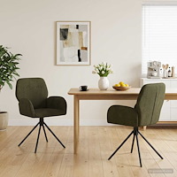 vidaXL Svängande Matstolar 2 pcs Faux Mockaläder Armégrön