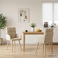 vidaXL Matstolar 2 pcs Tyg Gräddvit 60 x 56 x 96 cm