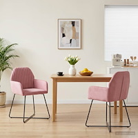 vidaXL Matstolar 2 pcs Sammet Rosa 55 x 50 x 84 cm