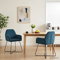vidaXL Matstolar 2 pcs Sammet Blå 55 x 50 x 84 cm