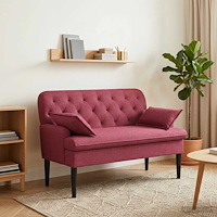 vidaXL Loveseat med knapprapport Vinröd 111 x 68 x 80 cm Tyg