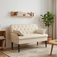 vidaXL Loveseat med knapprapport Gräddvit 111 x 68 x 80 cm Tyg