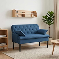 vidaXL Loveseat med knapprapport Blå 111 x 68 x 80 cm Tyg