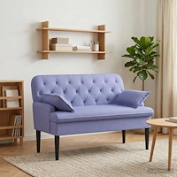 vidaXL Loveseat med knapprapport Jeansblå 111 x 68 x 80 cm Tyg