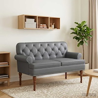 vidaXL Loveseat med knapprapport Grå 120 x 65 x 77 cm Konstläder