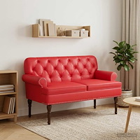 vidaXL Loveseat med knapprapport Röd 120 x 65 x 77 cm Konstläder