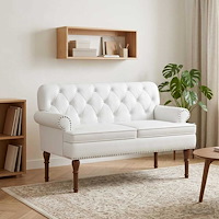 vidaXL Loveseat med knapprapport Vit 120 x 65 x 77 cm Konstläder