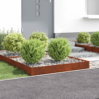 vidaXL Kant för gräsmatta 4 pcs 100 x 100 x 20 cm Stål Rostig