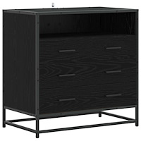 vidaXL Lådans skåp 3-Låda Svart ek 70 x 41 x 70 cm Konstruerat trä