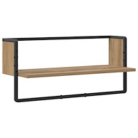 vidaXL Vägg hylla Väggmonterat Artisan-ek 65 x 25 x 30 cm metall PB