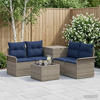vidaXL Soffset 6 st 4-Antal sittplatser Grå och Marinblå