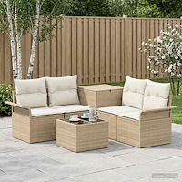 vidaXL Soffset 6 st 4-Antal sittplatser Beige och krämvit