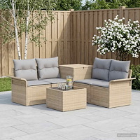 vidaXL Soffset 6 st 4-Antal sittplatser Beige och Ljusgrå