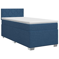 vidaXL Kontinentalsäng med madrass med huvudgavel Blå 90 x 200 cm Tyg