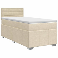 vidaXL Kontinentalsäng med madrass Gräddvit 90 x 200 cm Tyg