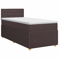 vidaXL Kontinentalsäng med madrass Mörkbrun 90 x 200 cm Tyg