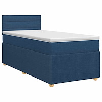 vidaXL Kontinentalsäng med madrass med huvudgavel Blå 90 x 200 cm Tyg