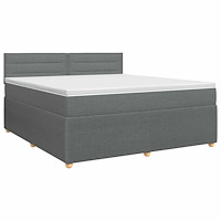 vidaXL Kontinentalsäng med madrass Mörkgrå 180 x 200 cm Tyg