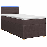 vidaXL Kontinentalsäng med madrass Mörkbrun 90 x 200 cm Tyg