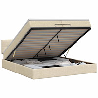 vidaXL Ottoman säng med madrass Gräddvit 200 x 200 cm Tyg