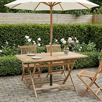 vidaXL Hopfällbart trädgårdsbord Naturlig 120 x 70 x 75,5 cm
