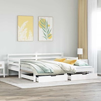 vidaXL Dagbädd med lådor vit 90x200 cm massiv furu