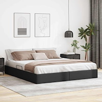 vidaXL Förvaringssäng med lagring Svart 193 x 203 cm Konstläder