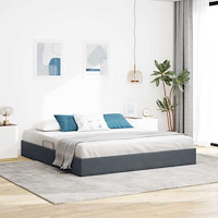 vidaXL Förvaringssäng med lagring Mörkgrå 193 x 203 cm Sammet