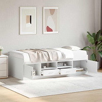 vidaXL Sängram med förvaring med låda Vit 80 x 200 cm Konstruerat trä