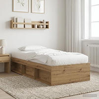 vidaXL Sängram med förvaring Artisan-ek 80 x 200 cm Konstruerat trä