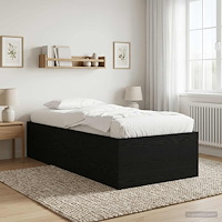 vidaXL Golvsängsram Svart ek 80 x 200 cm Konstruerat trä
