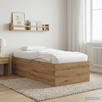 vidaXL Golvsängsram Artisan-ek 80 x 200 cm Konstruerat trä