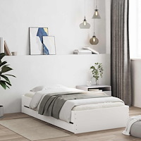 vidaXL Sängram med förvaring med låda Vit 80 x 200 cm Konstruerat trä