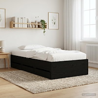 vidaXL Sängram med förvaring Svart ek 80 x 200 cm Konstruerat trä