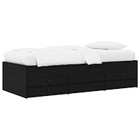 vidaXL Sängram med förvaring Svart ek 80 x 200 cm Konstruerat trä