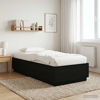 vidaXL Sängram Svart ek 80 x 200 cm Konstruerat trä