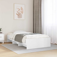 vidaXL Sängram med hylla med lagring Vit 80 x 200 cm Konstruerat trä