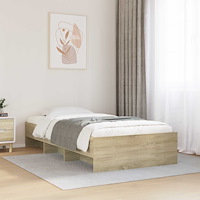 vidaXL Sängram med hylla Sonoma-ek 80 x 200 cm Konstruerat trä