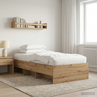 vidaXL Sängram med hylla Artisan-ek 80 x 200 cm Konstruerat trä