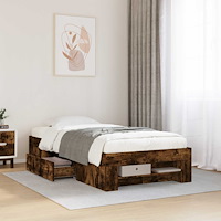 vidaXL Sängram med förvaring Rökt ek 80 x 200 cm Konstruerat trä