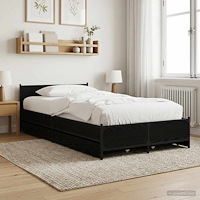 vidaXL Sängram med huvudgavel Svart ek 80 x 200 cm Konstruerat trä