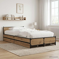 vidaXL Sängram med huvudgavel Artisan-ek 80 x 200 cm Konstruerat trä