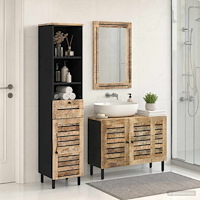 vidaXL Badrumsskåpsset 3 st Naturlig 38 x 33 x 160 cm Massivt mangoträ
