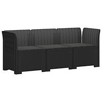 vidaXL 3-sits trädgårdsoffa med kuddar Rattan-look PP Antracit