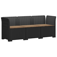 vidaXL 3-sits trädgårdsoffa med kuddar Rattan-look PP Antracit