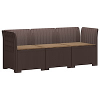 vidaXL 3-sits trädgårdsoffa med kuddar Rattan-look PP Brun