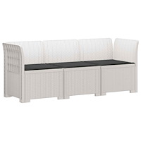 vidaXL 3-sits trädgårdsoffa med kuddar Rattan-look PP Vit